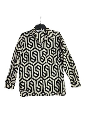 Zara Black and White Geometric Button-Down Shirt